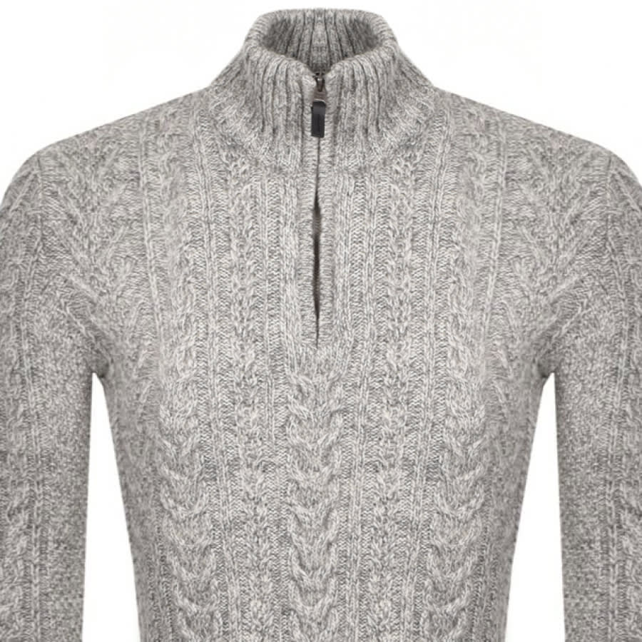 Alternative Image for ProductSuperdry Henley Half Zip Cable Knit Jumper Beige2